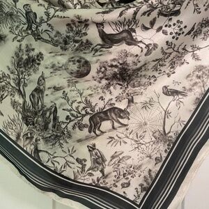 Fable England Wolf Garden Square Scarf - Black - NWT